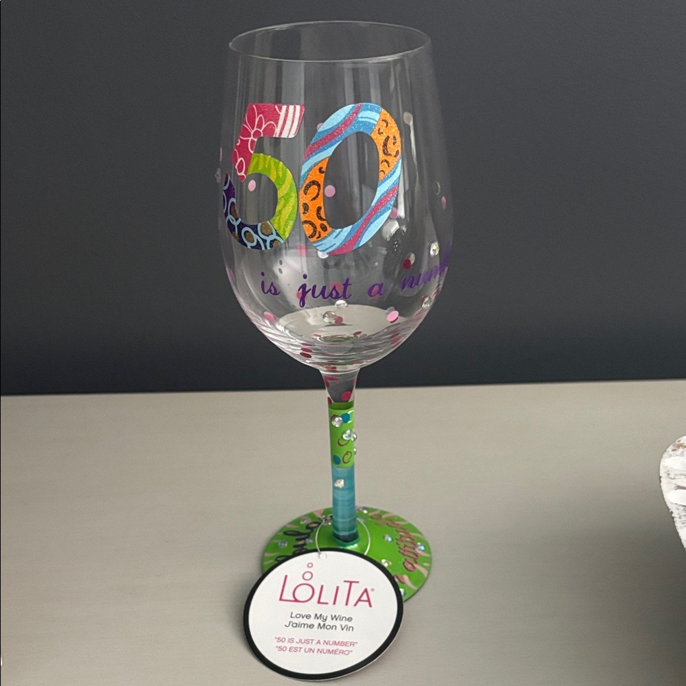 Lolita Colorful 50th Celebration Wine Glass
